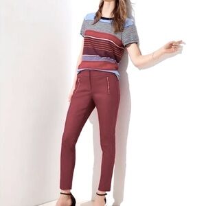 Loft Marisa Zip Pocket Trouser - Burgundy